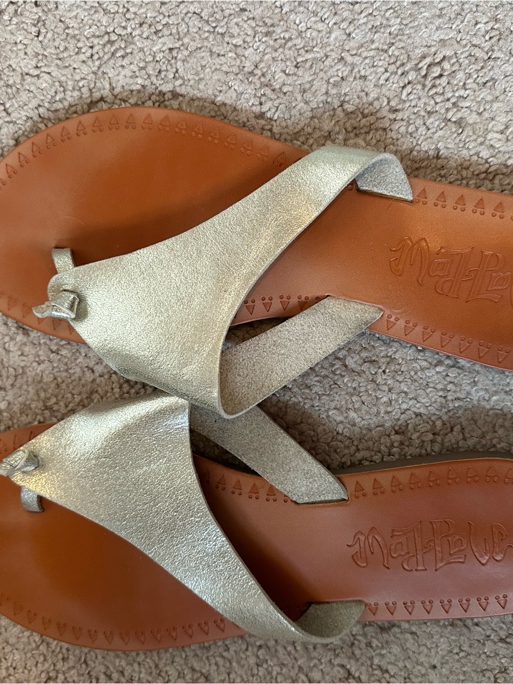Metallic Gold Leather  Sandals - Women's